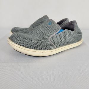 Olukai Nohea Mesh Shoes Youth Boys 12 Gray Slip On Boat Loafer Sneaker Casual